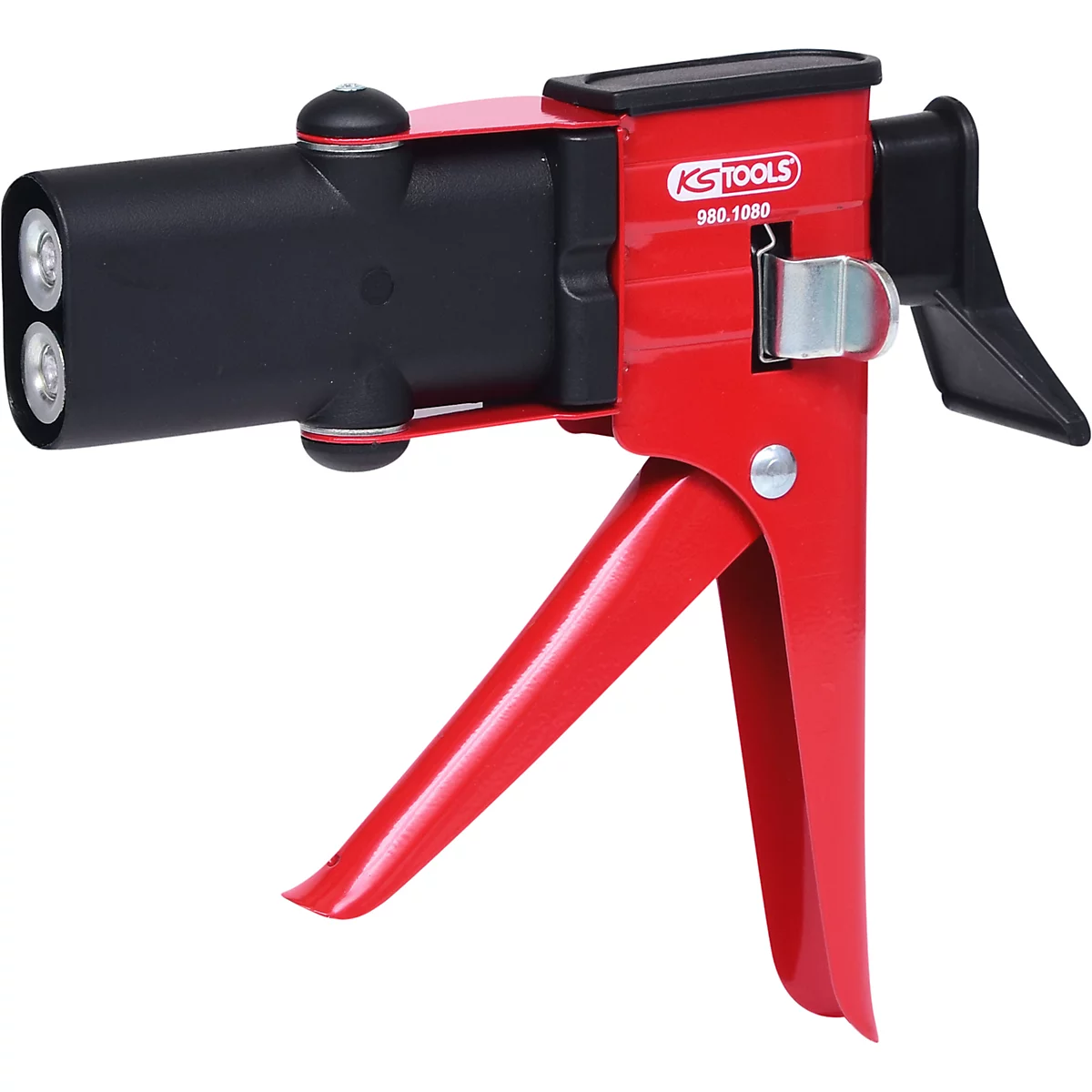 Rote und schwarze Kartuschenpistole mit KS TOOLS-Logo.